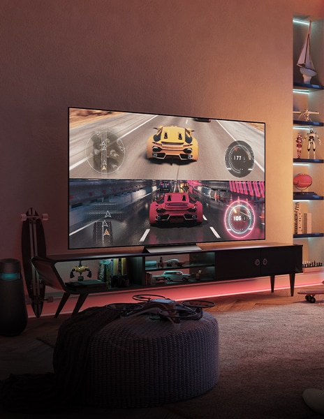 Cette image montre des courses diffusées à la télévision